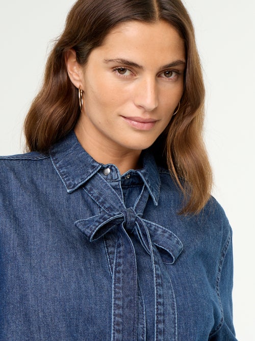 Denim overhemd met lavallièrekraag - Kiabi