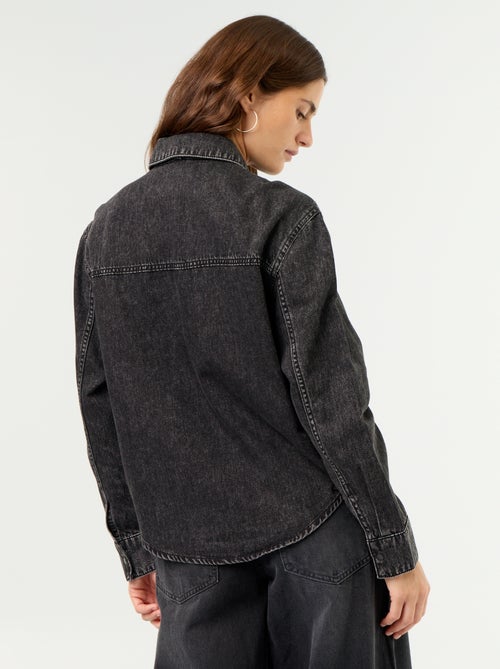 Denim overhemd met lavallièrekraag - Kiabi