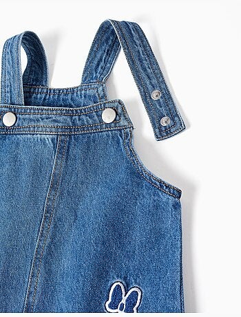 Denim pinafore jurk met minnie borduursel