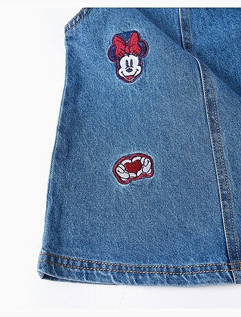Denim pinafore jurk met minnie borduursel