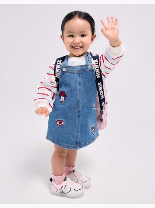 Denim pinafore jurk met minnie borduursel - Kiabi