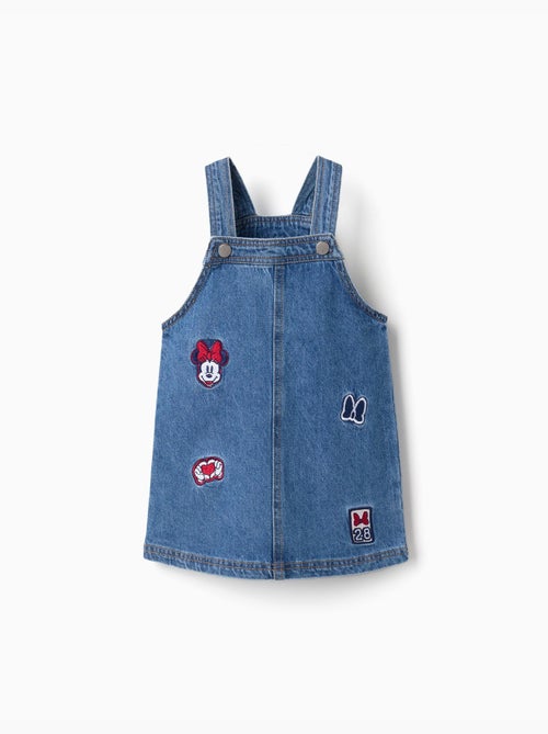 Denim pinafore jurk met minnie borduursel - Kiabi
