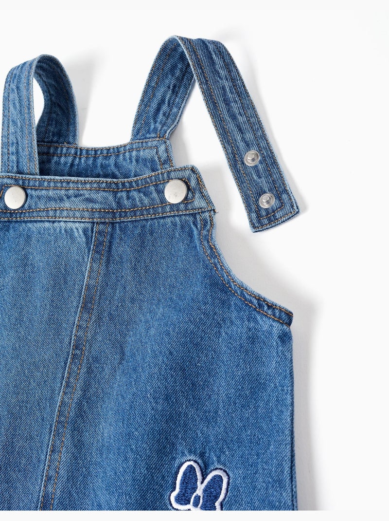 Denim pinafore jurk met minnie borduursel Blauw Blauw - Kiabi
