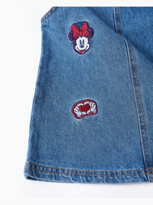 Denim pinafore jurk met minnie borduursel - Kiabi