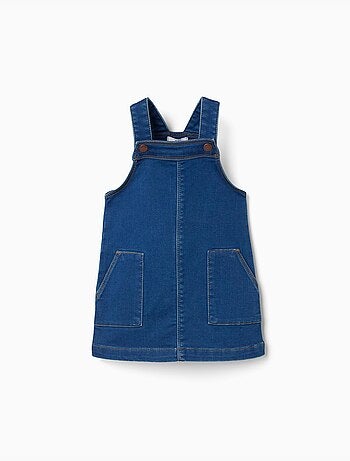 Denim pinafore jurk met voorzakken