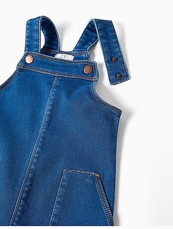 Denim pinafore jurk met voorzakken