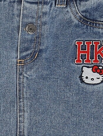 Denim rok met geborduurde 'Hello Kitty'-patches