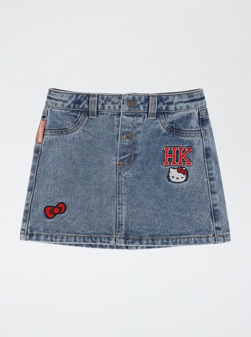 Denim rok met geborduurde 'Hello Kitty'-patches - Kiabi