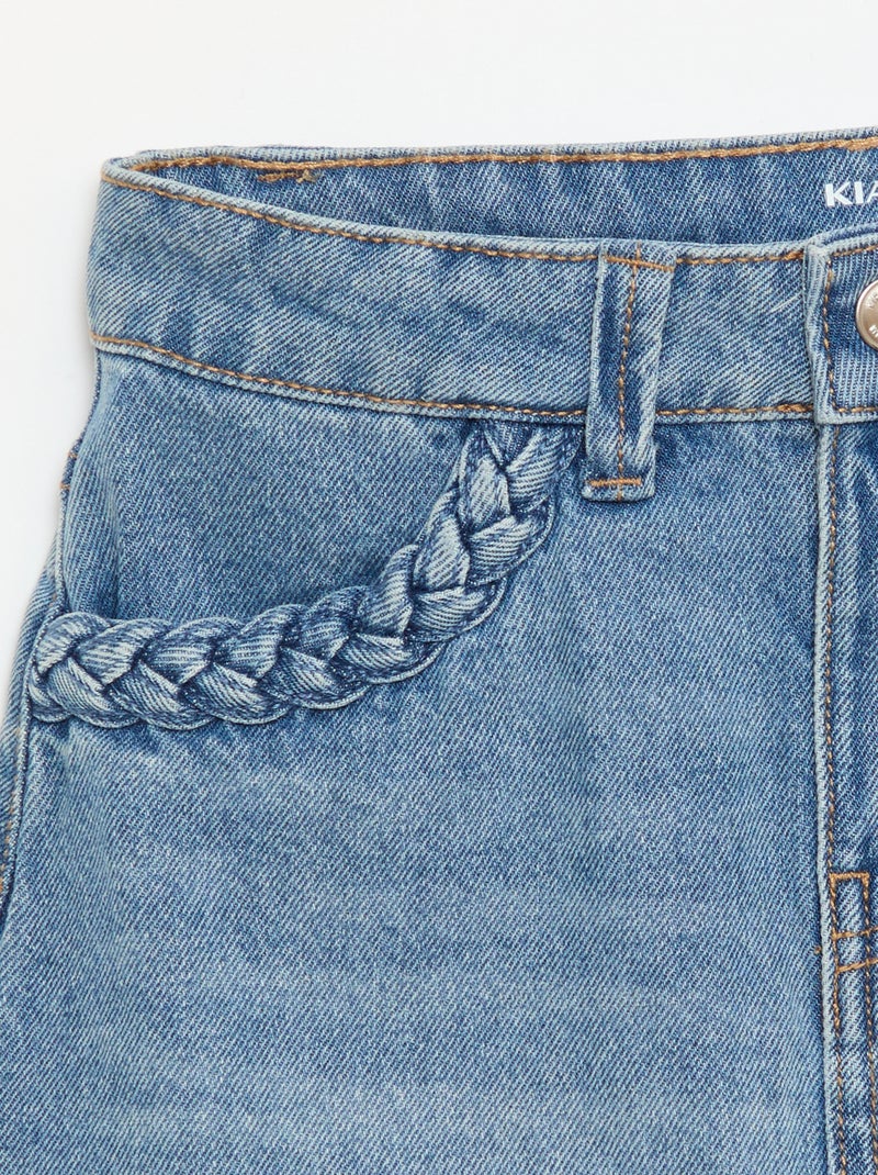 Denim rok met gevlochten zakken Blauw - Kiabi