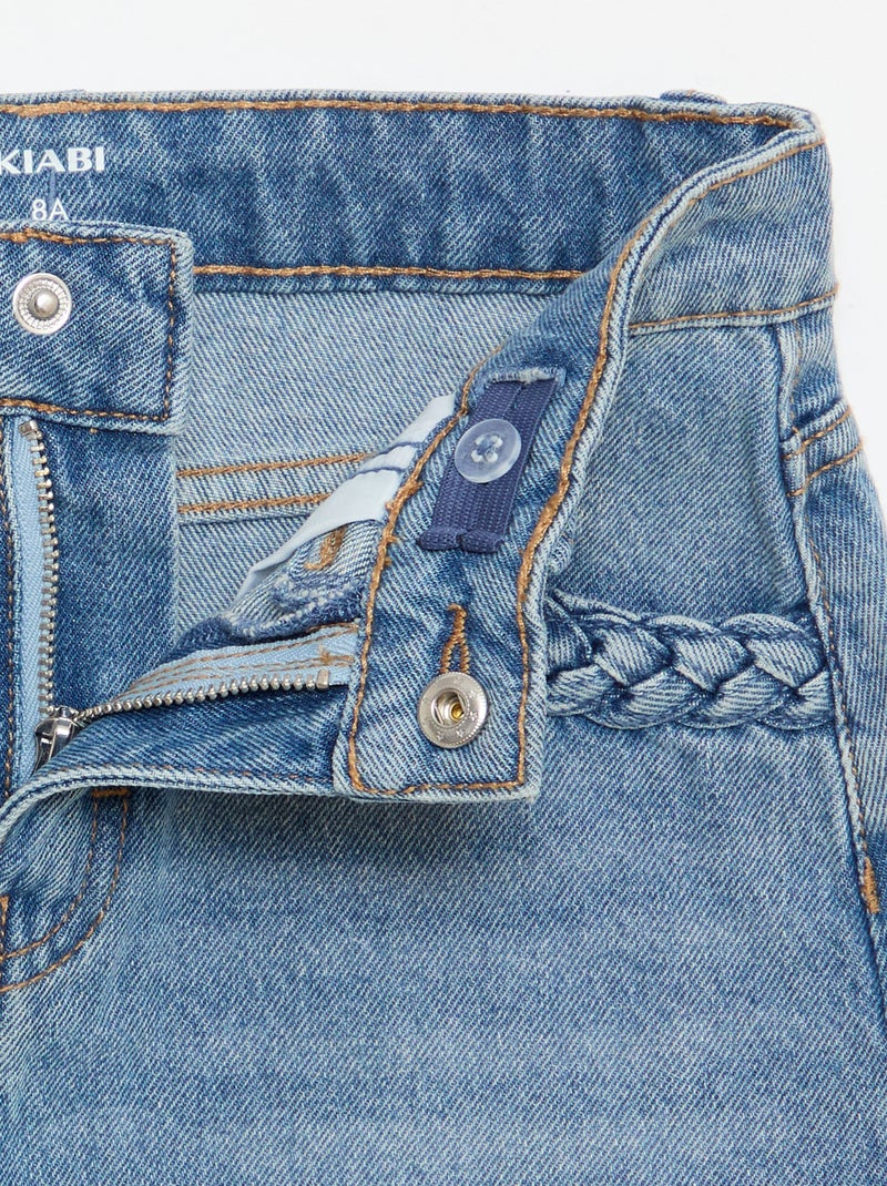 Denim rok met gevlochten zakken Blauw - Kiabi