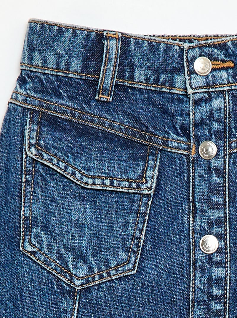 Denim rok met knopen Blauw - Kiabi