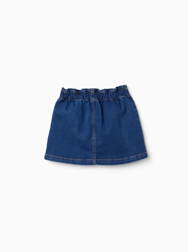 Denim rok met paperbag taille en zakken Blauw Blauw - Kiabi