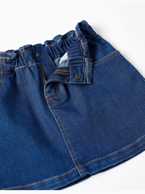 Denim rok met paperbag taille en zakken - Kiabi