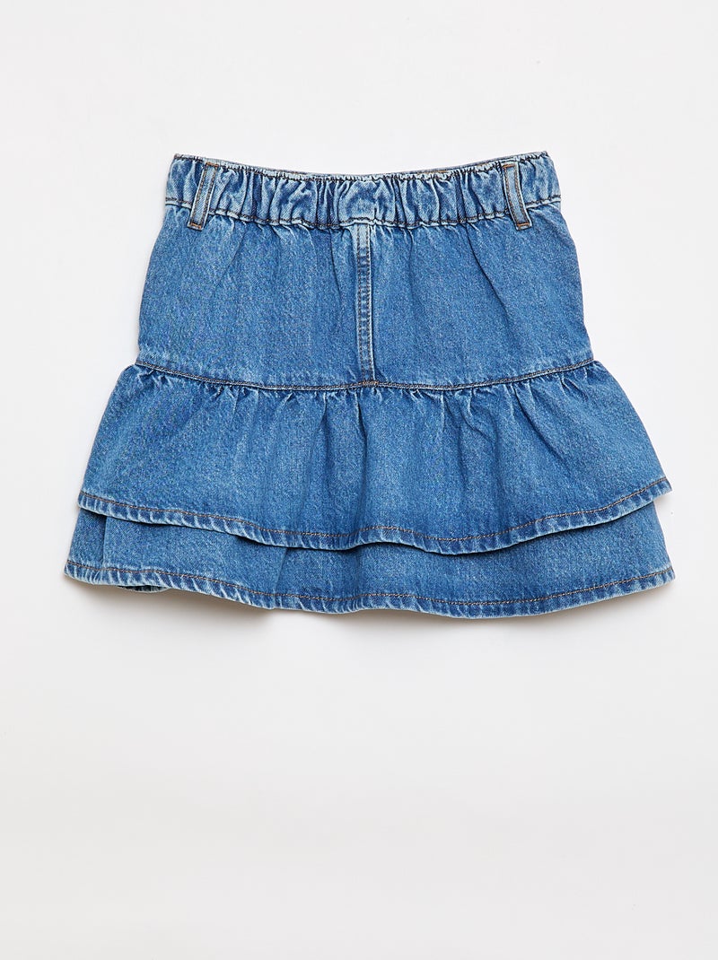 Denim rok met volants Blauw - Kiabi