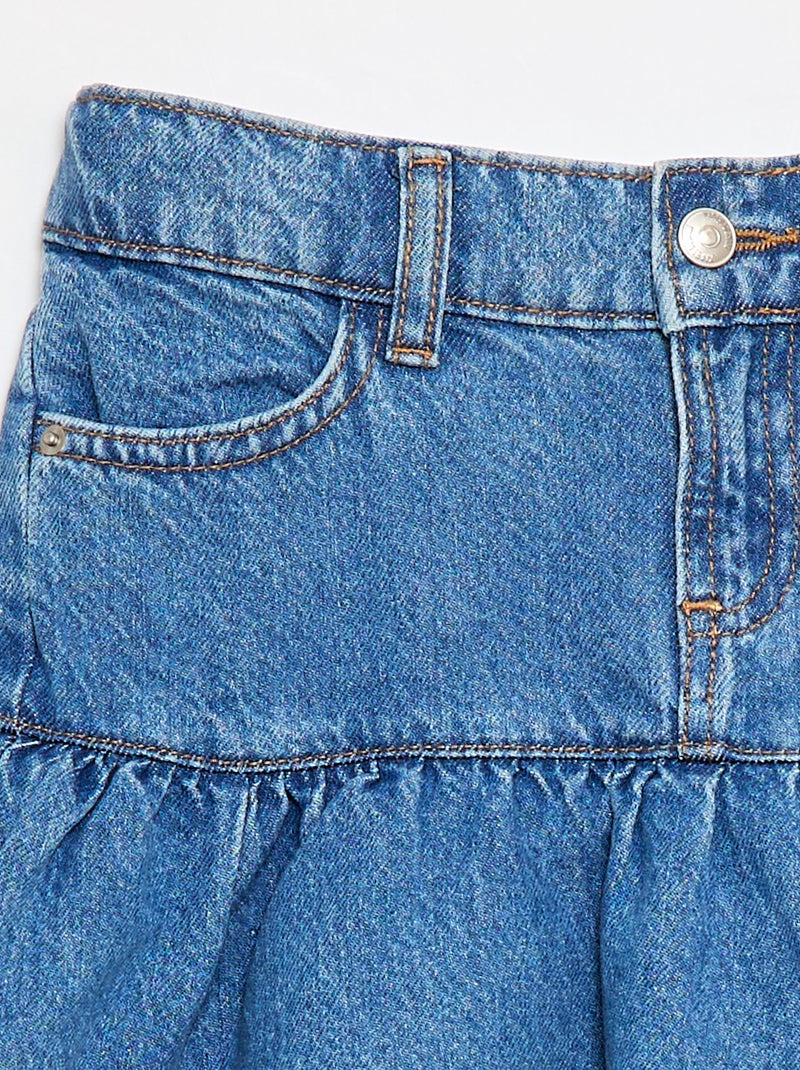 Denim rok met volants Blauw - Kiabi