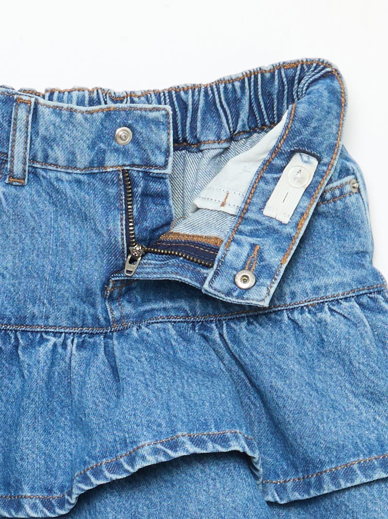 Denim rok met volants Blauw - Kiabi