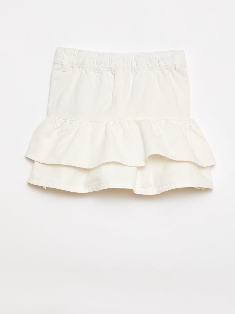 Denim rok met volants Wit - Kiabi