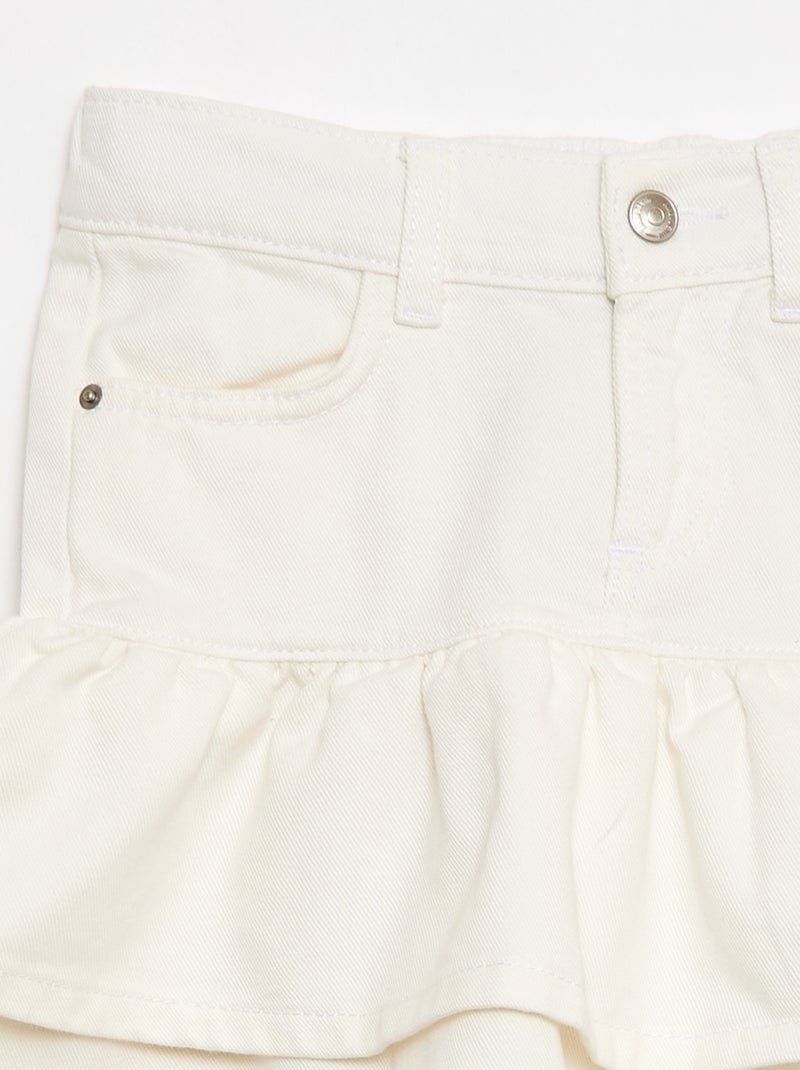 Denim rok met volants Wit - Kiabi