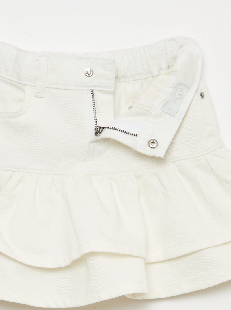 Denim rok met volants Wit - Kiabi