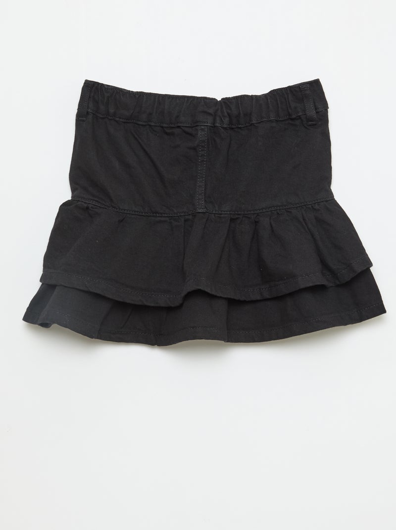 Denim rok met volants Zwart - Kiabi