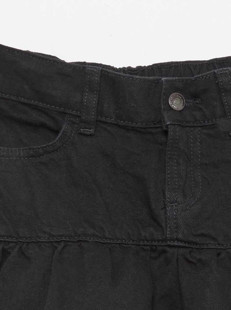 Denim rok met volants Zwart - Kiabi