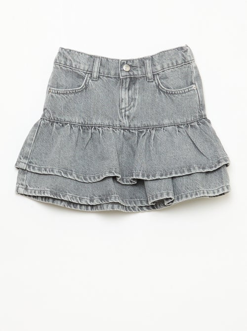 Denim rokbroek met ruches - Kiabi