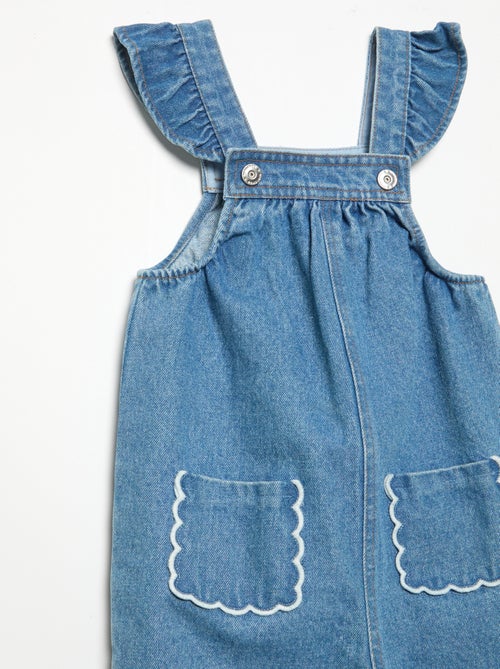 Denim salopette met ruches aan de schouderbanden - Kiabi