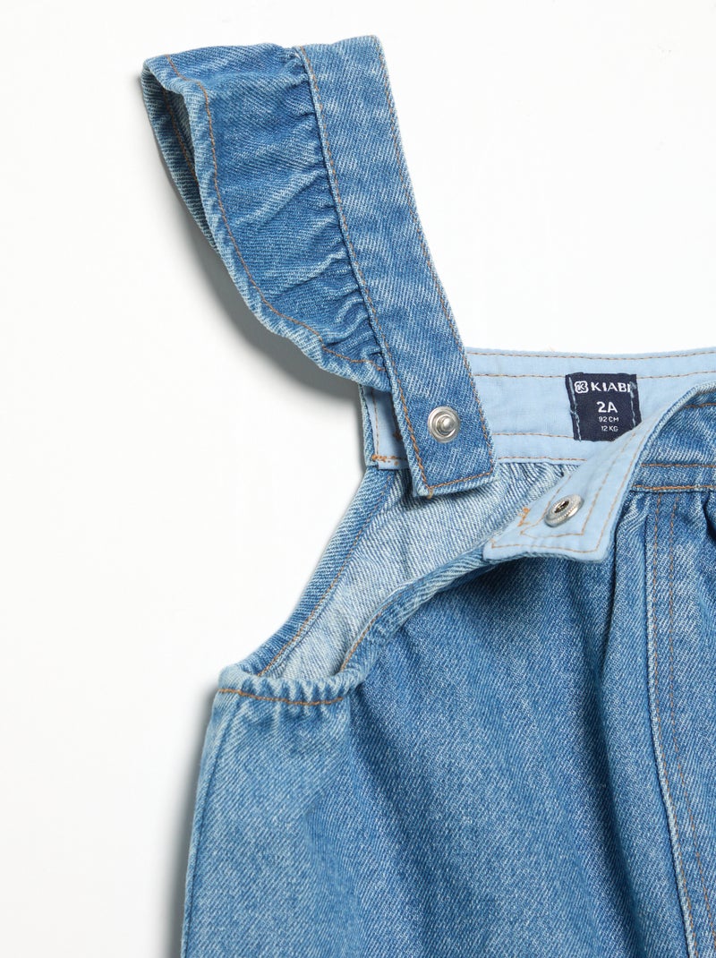 Denim salopette met ruches aan de schouderbanden Blauw - Kiabi