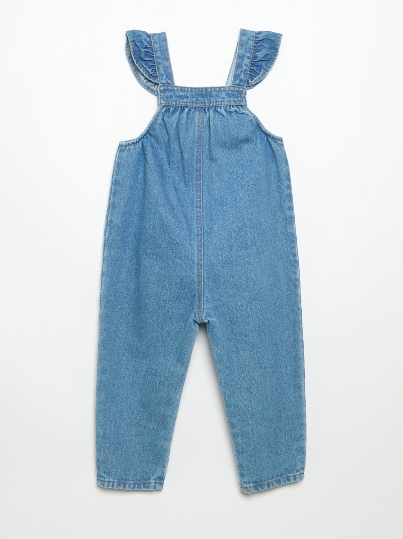 Denim salopette met ruches aan de schouderbanden Blauw - Kiabi