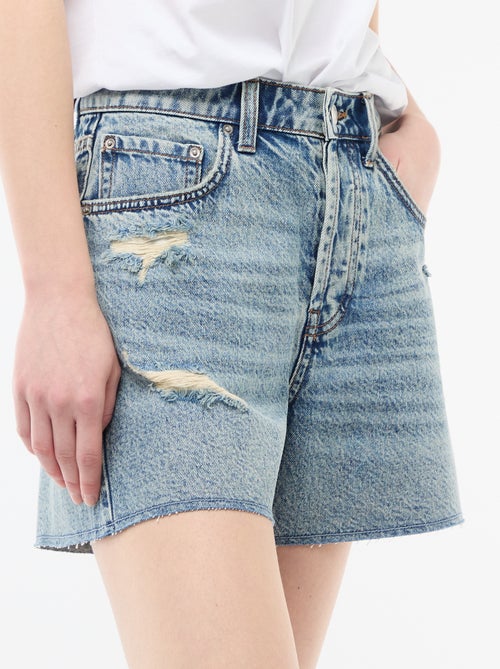 Denim short met destroyed effect - Kiabi