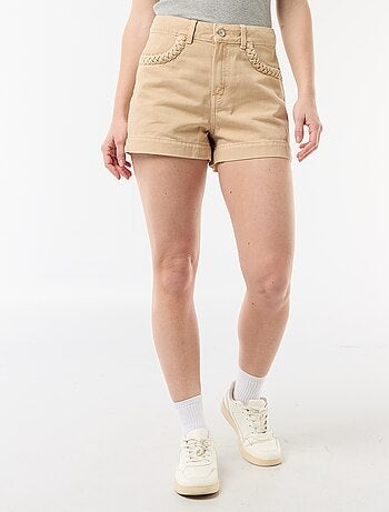 Denim short met gevlochten zakken