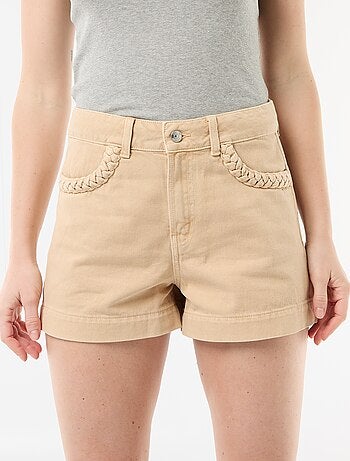 Denim short met gevlochten zakken