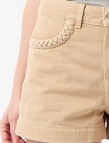Denim short met gevlochten zakken