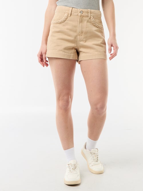 Denim short met gevlochten zakken - Kiabi