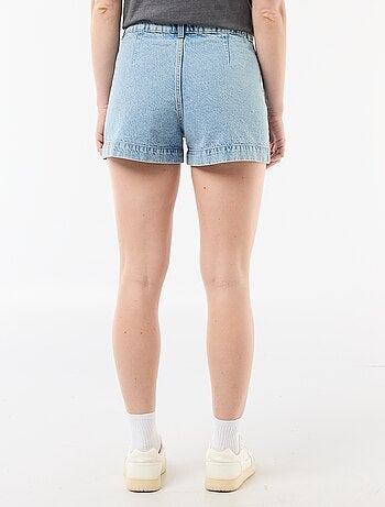 Denim short met gevlochten zakken