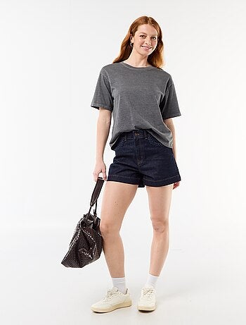 Denim short met gevlochten zakken