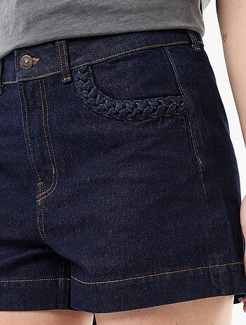 Denim short met gevlochten zakken