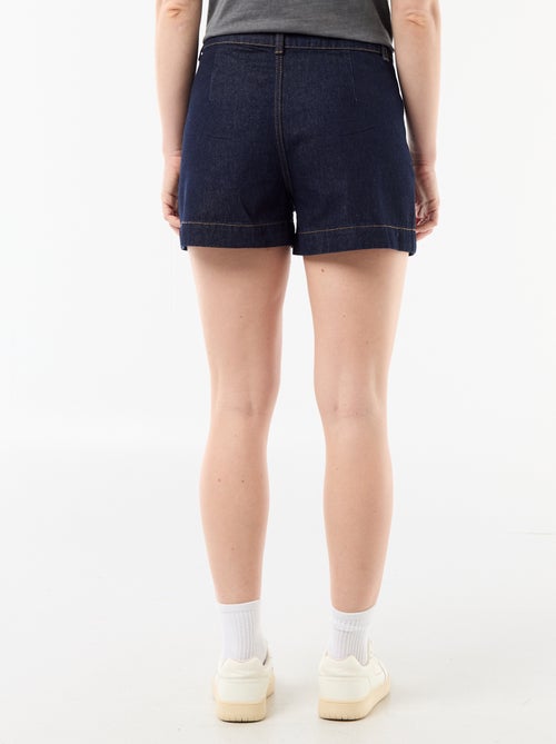 Denim short met gevlochten zakken - Kiabi