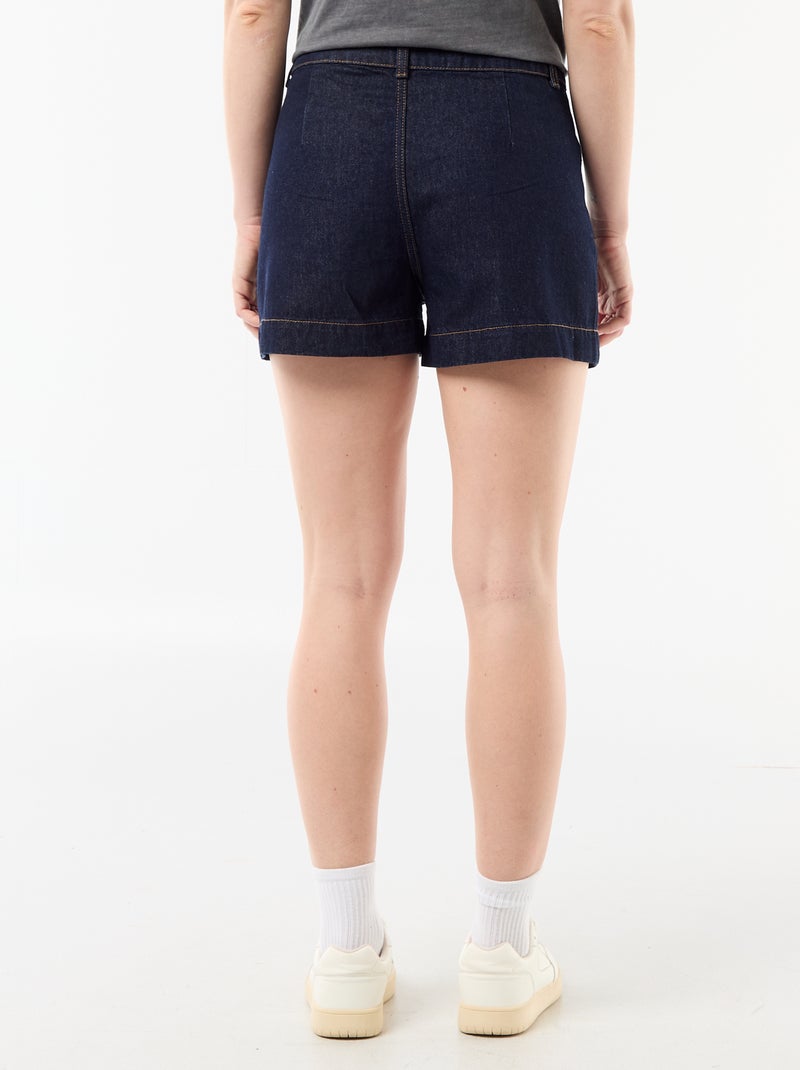 Denim short met gevlochten zakken Blauw - Kiabi