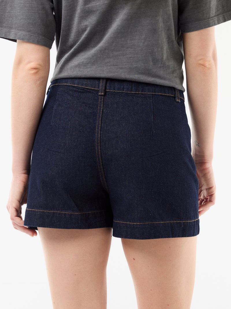 Denim short met gevlochten zakken Blauw - Kiabi