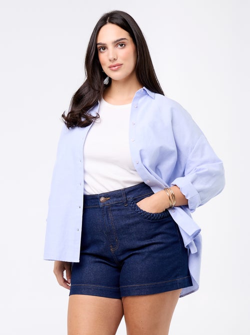 Denim short met gevlochten zakken - Kiabi