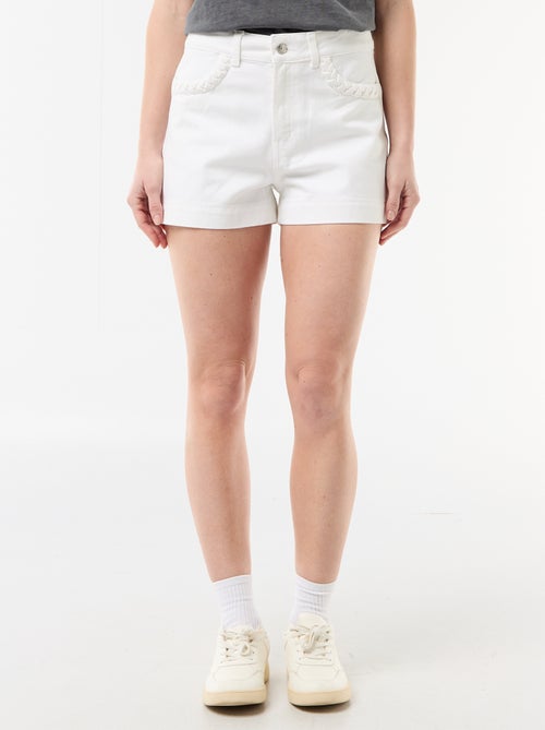Denim short met gevlochten zakken - Kiabi