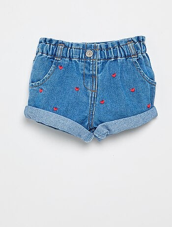 Denim short met hartjesmotief