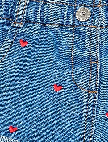 Denim short met hartjesmotief