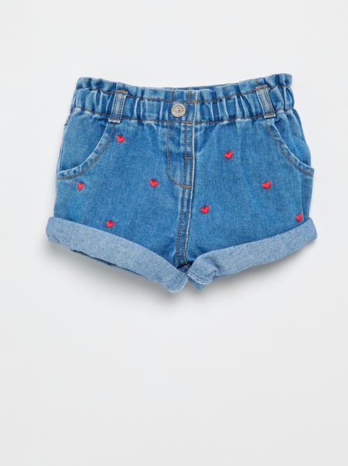 Denim short met hartjesmotief - Kiabi