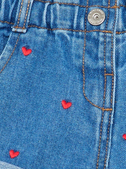 Denim short met hartjesmotief - Kiabi