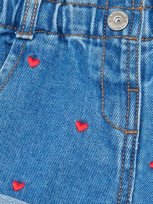 Denim short met hartjesmotief - Kiabi