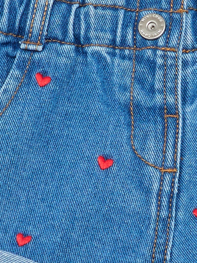 Denim short met hartjesmotief Rood - Kiabi