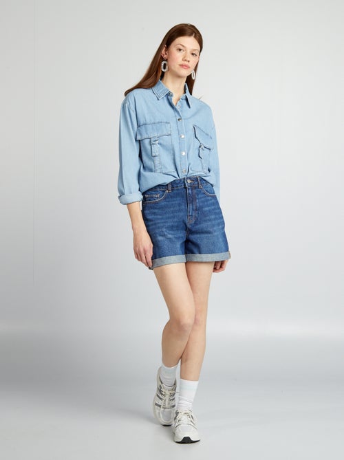 Denim short met hoge taille - Kiabi