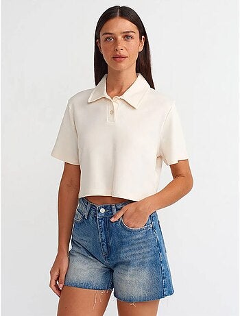 Denim short met hoge taille en knoopsluiting dilvin
